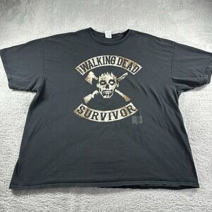 The Walking Dead Survivor TWD Shirt Mens 3x Black Zombie Head Cross‎ Bow  Horror